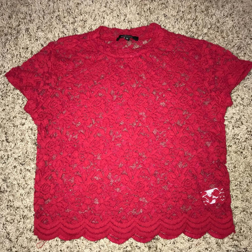 see-through lace crop top
